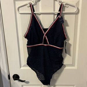 Navy One-Piece Swimsuit with Red and White Trim Tommy Hilfiger BLI Peacoat